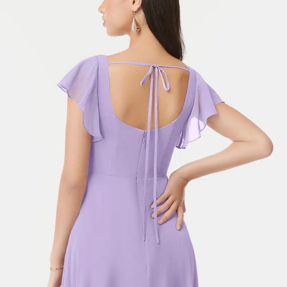 Azazie Bondi Lilac A-Line Ruffled Chiffon Dress - Picture 3 of 7